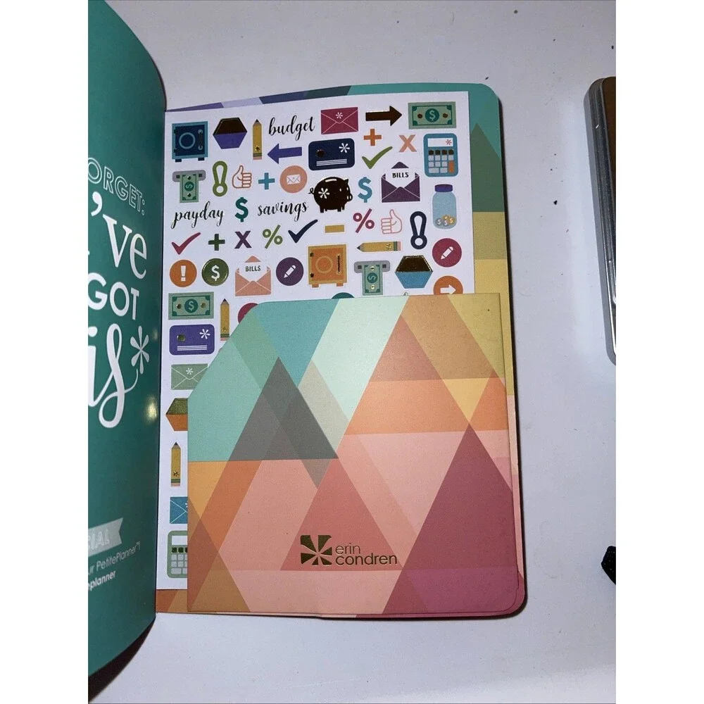 Erin Condren Budget Book 13 Month Planner Geometric Rainbow 8.5 in x 5.75 in
